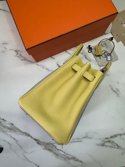 HERMES Birkin25 SO 珍珠灰拼小雞黃 Togo PHW