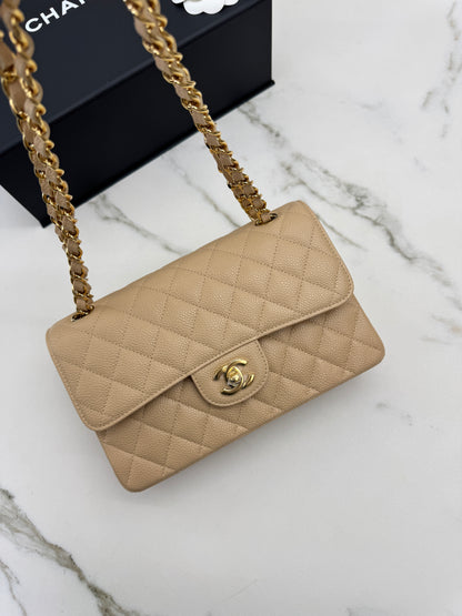 CHANEL CF23 Small 米杏色牛皮金扣 Beige Caviar Calfskin GHW