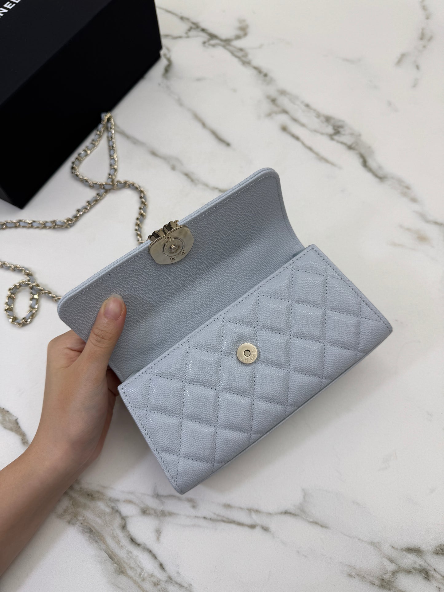 CHANEL 25S Kelly 手機包 Baby Blue