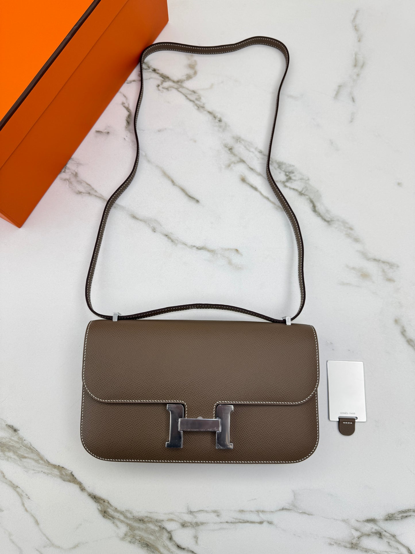 HERMES Constance Elan 大象灰銀扣 Epsom Etoupe PHW