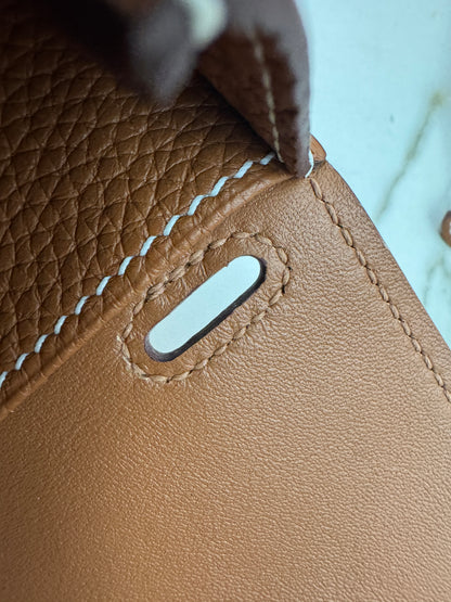 HERMES Halzan 25 金棕色金扣 TC Gold GHW