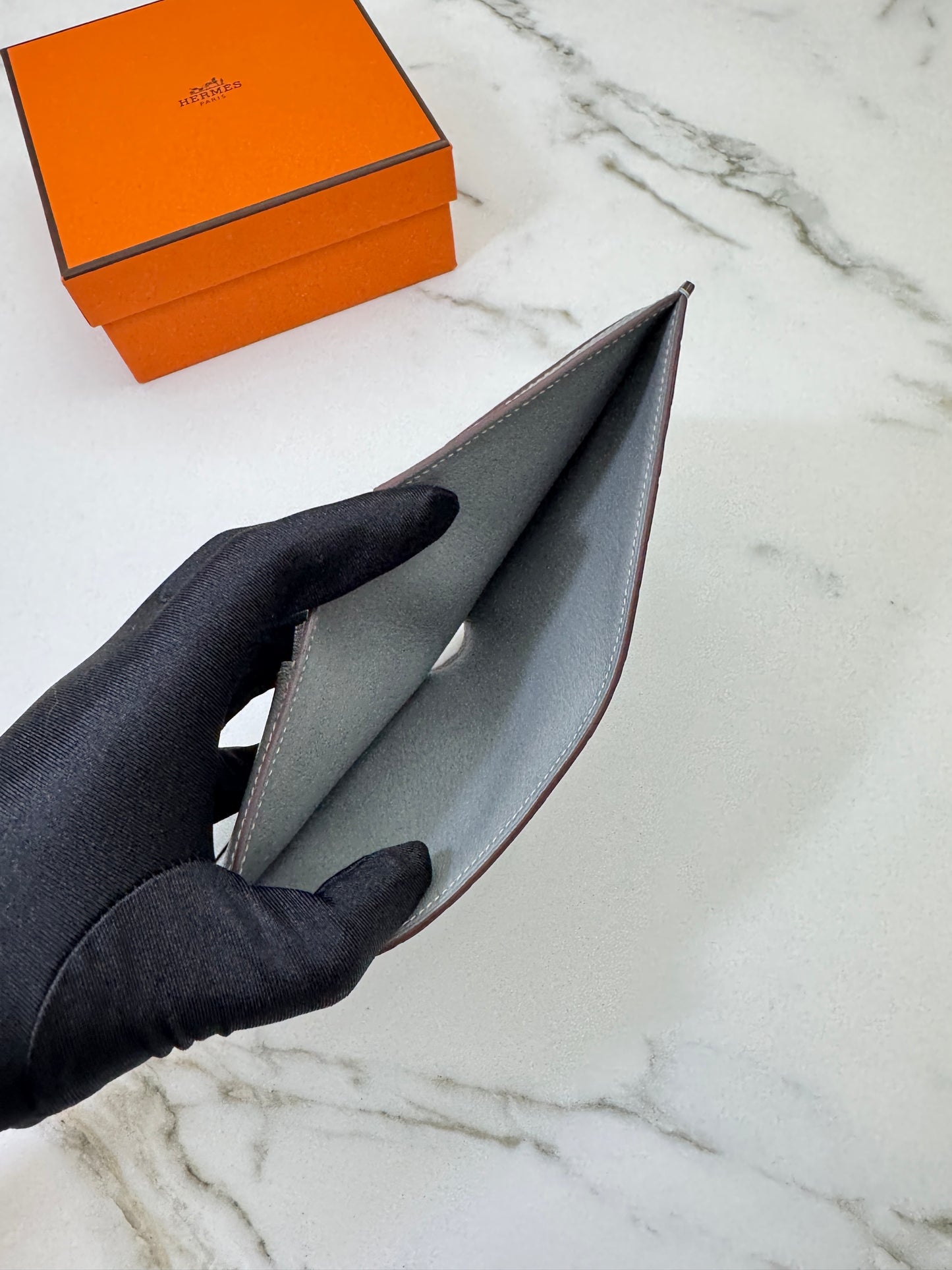 HERMES Bearn Compact Wallet 鱷魚皮珍珠灰金扣 Gris Perle Crocodile GHW