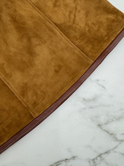 MIU MIU 麂皮拼皮邊短裙