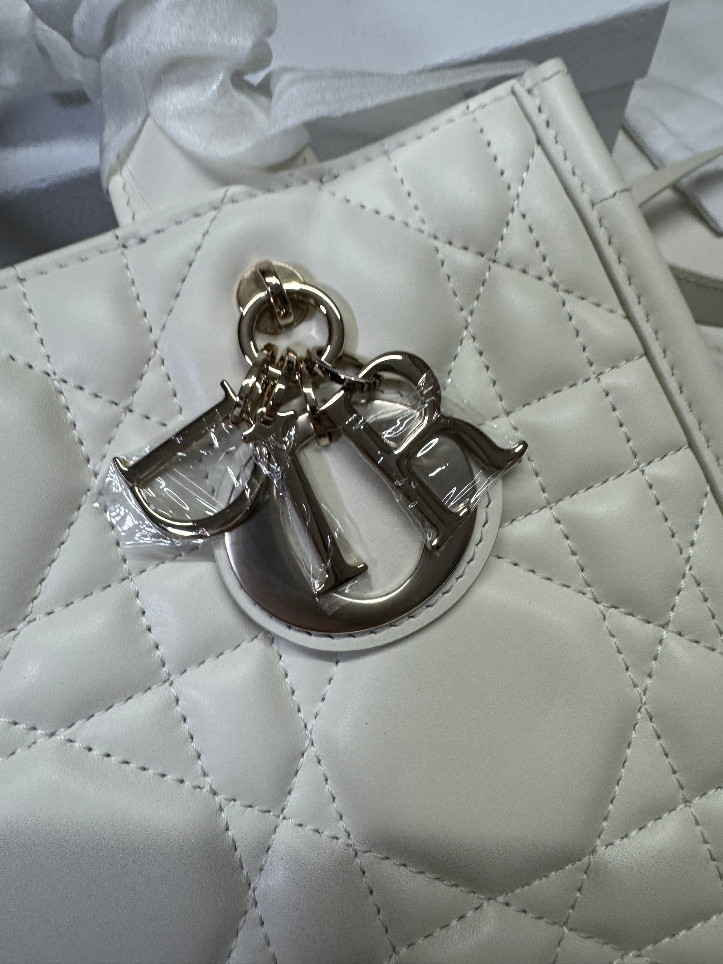 DIOR 全皮 Book Tote 奶白色小號