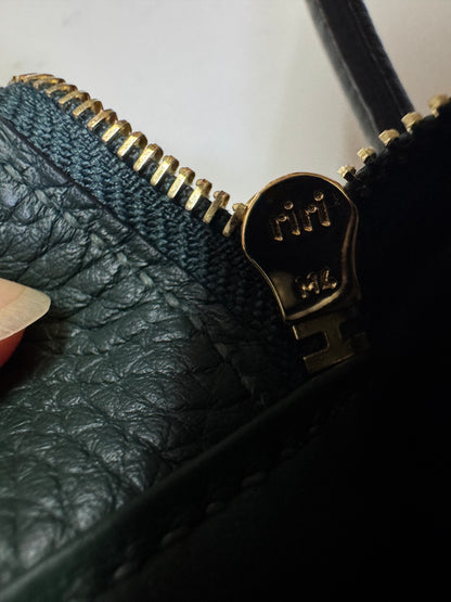 HERMES Mini Lindy II 深綠色 金扣 67 Vert Fonce TC GHW