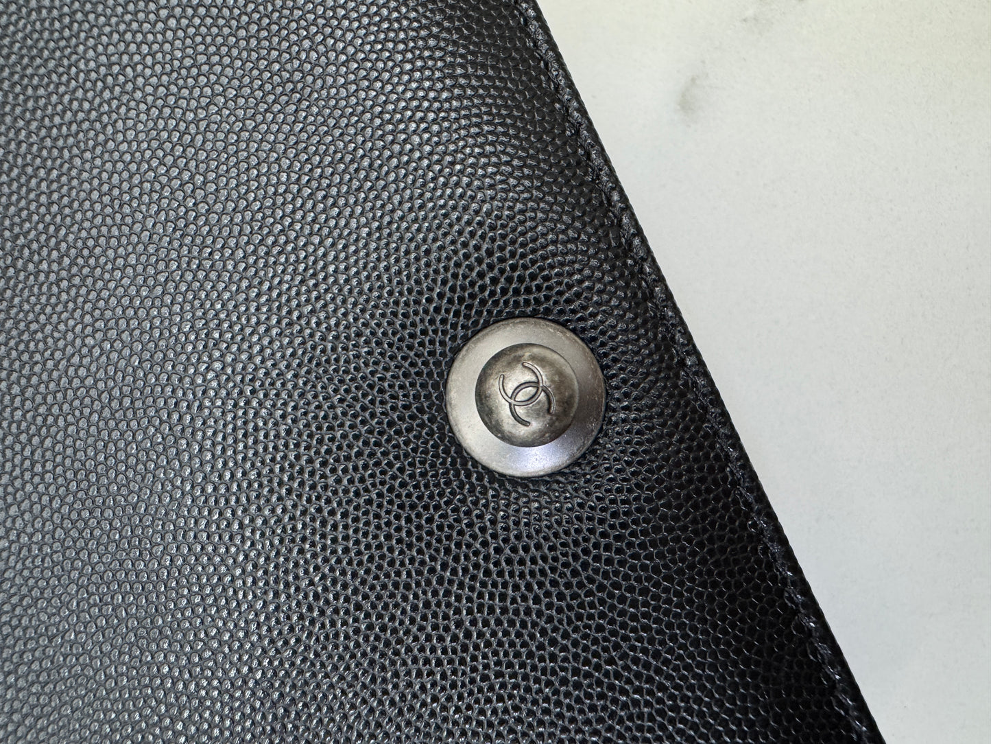 CHANEL Leboy 20cm 黑銀荔枝牛皮