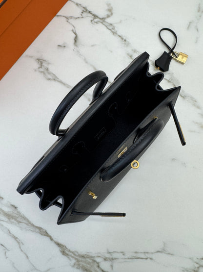 HERMES Birkin 25 黑色 Madame 拉絲金扣 89 Noir Sellier