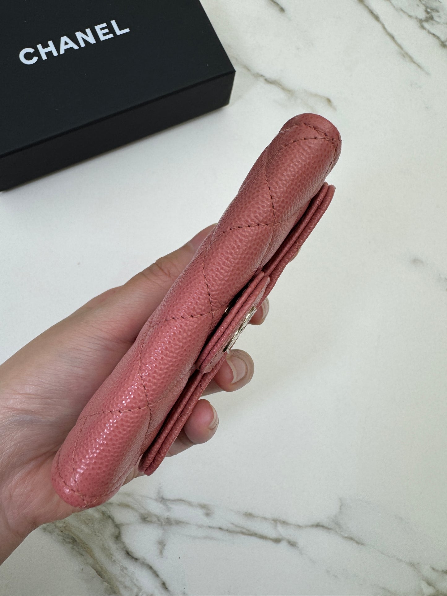 CHANEL CF Cardholder 珊瑚粉 牛皮