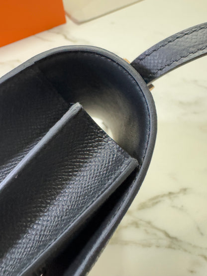 HERMES Mini Constance 黑色 玫瑰金扣 Epsom