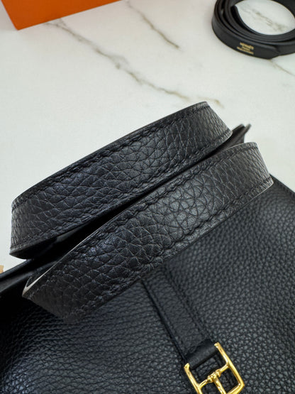 HERMES Halzan 25 黑金 Noir TC GHW