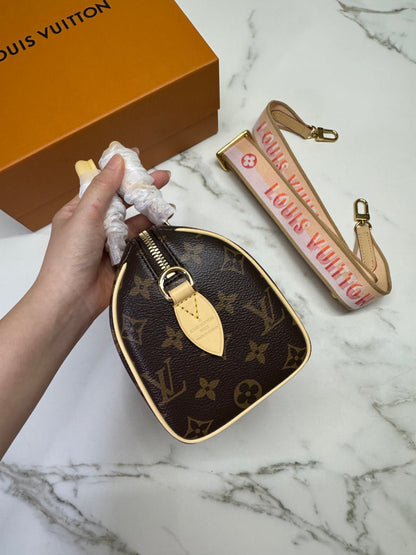 LV Speedy 20 粉橙色肩帶