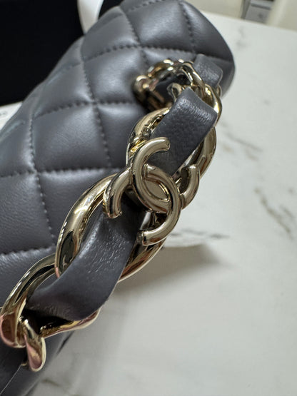 CHANEL 23K Mini CF with Top Handle 手柄CF 深灰色羊皮