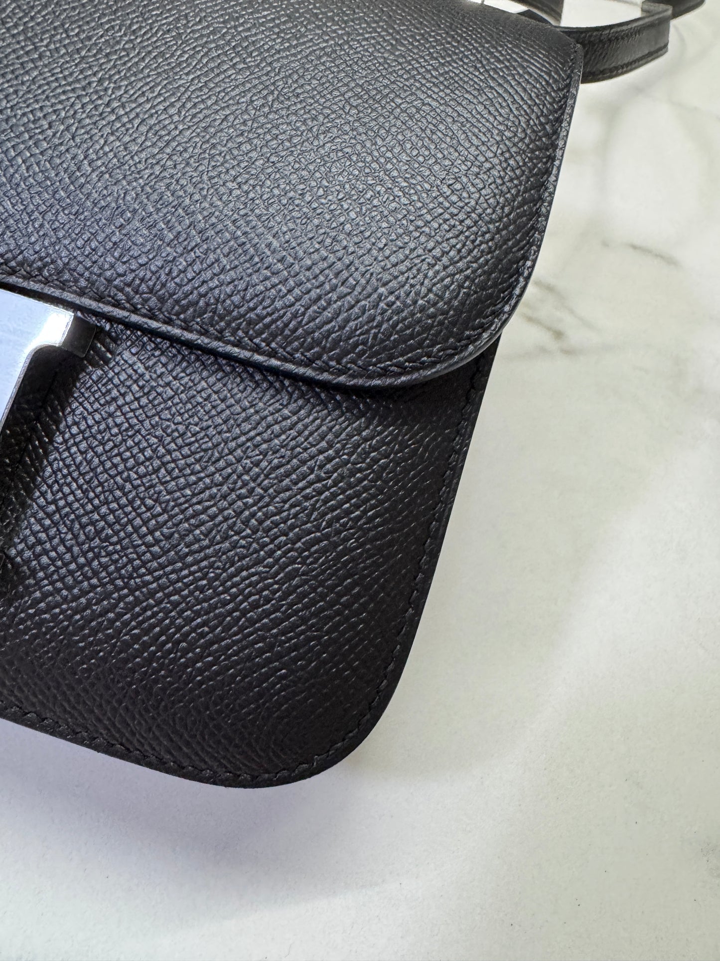 HERMES Mini Constance 新版 附鏡子 黑銀 Epsom PHW