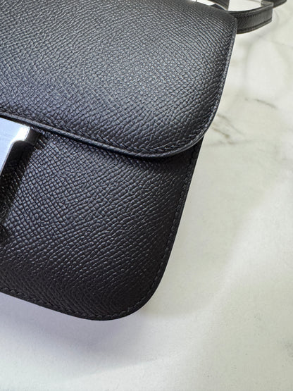 HERMES Mini Constance 新版 附鏡子 黑銀 Epsom PHW