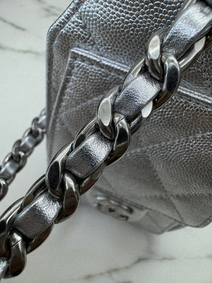 CHANEL Mini 25 Bag 銀色荔枝皮銀扣 Silver Caviar Calfskin PHW