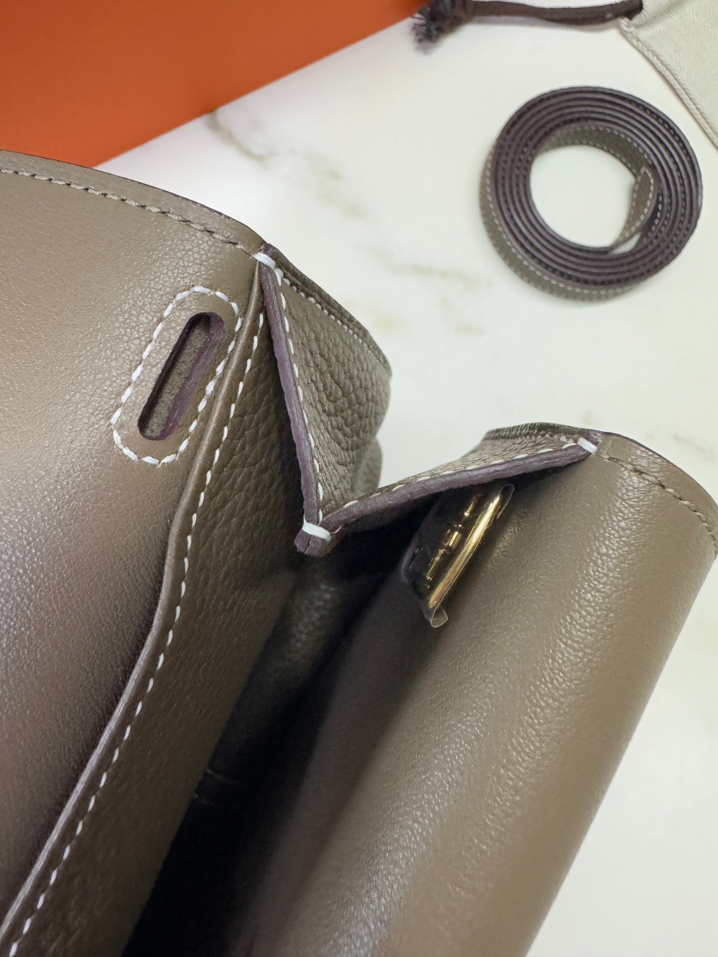 HERMES Halzan 25 大象灰金扣