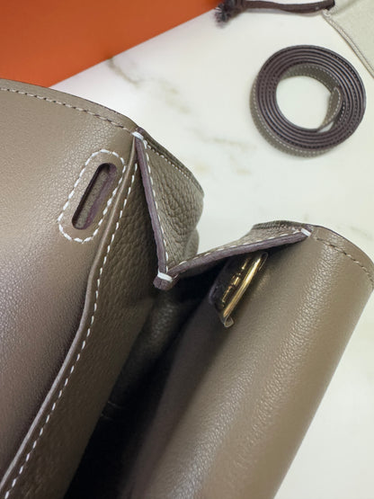 HERMES Halzan 25 大象灰金扣