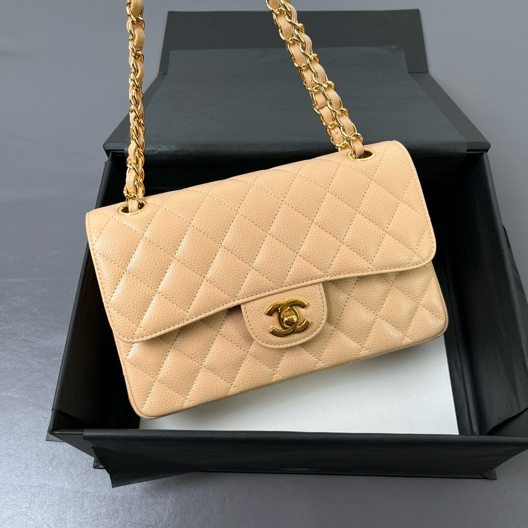 CHANEL CF23 小號 米金牛 米杏色 HAAS 牛皮