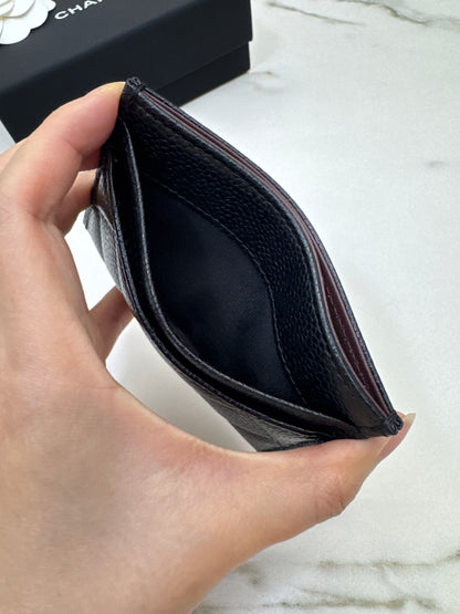 CHANEL 一片式卡包 黑銀牛