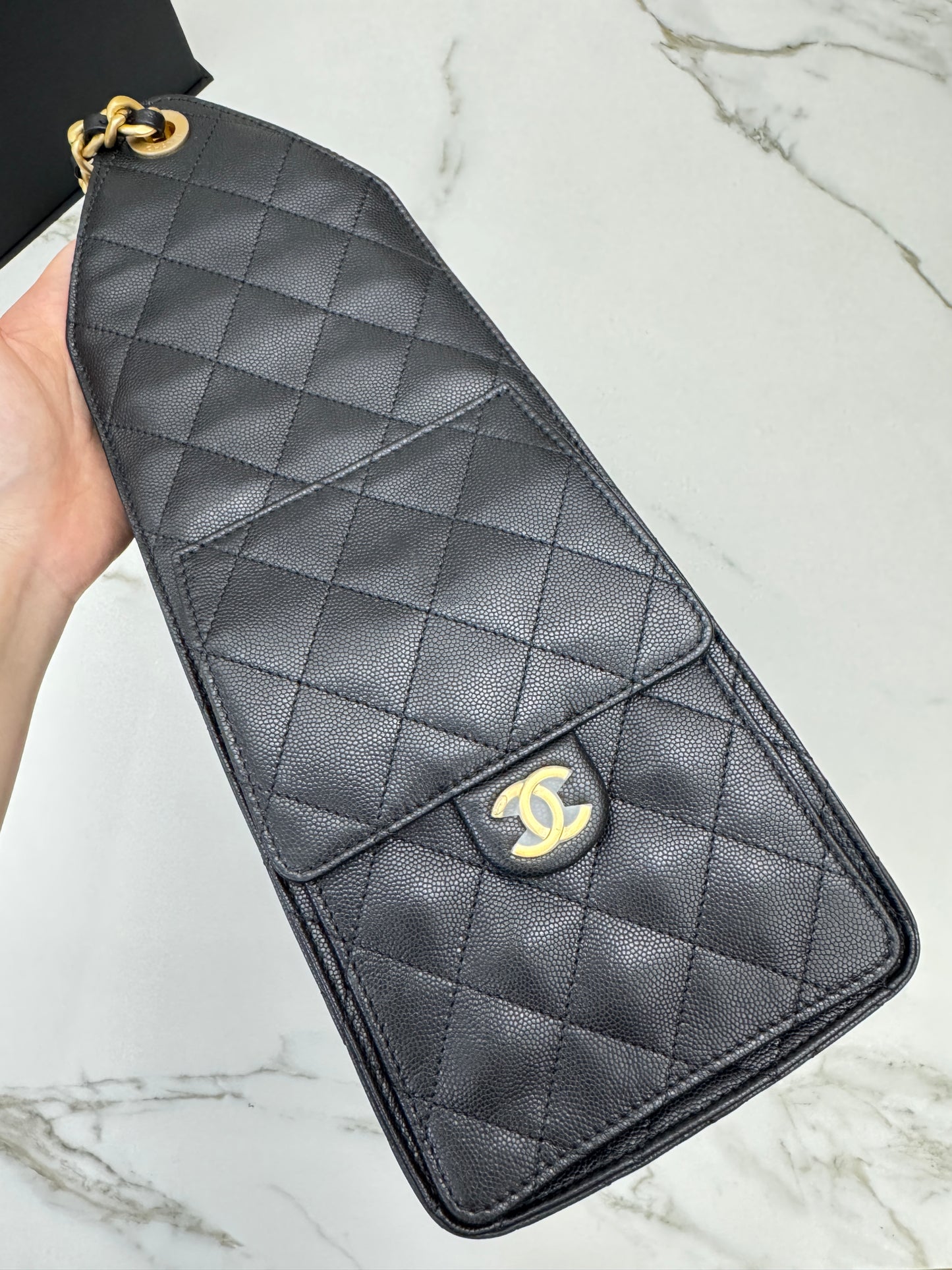CHANEL 25Bag Medium 黑色荔枝皮