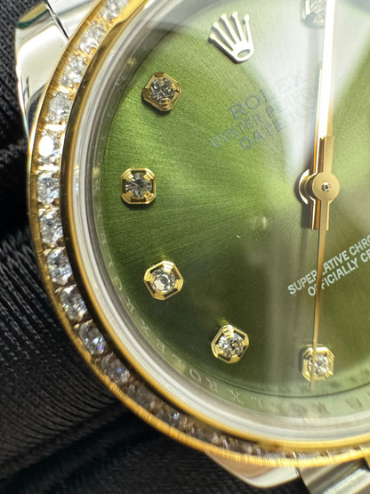ROLEX Date Just 31mm 橄欖綠鑽圈鑽盤 真鑽版
