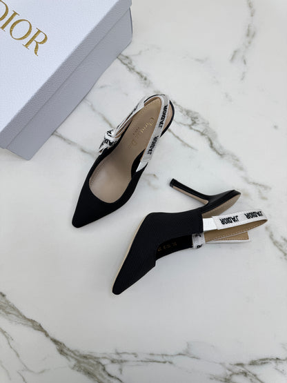 DIOR J'adior Slingback 黑色科技布 10cm
