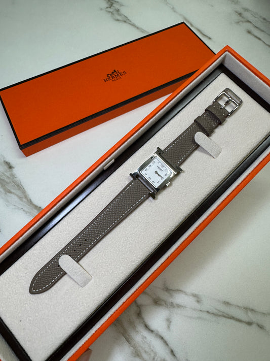 HERMES Heure H Watch Mini 大象灰 Epsom錶帶