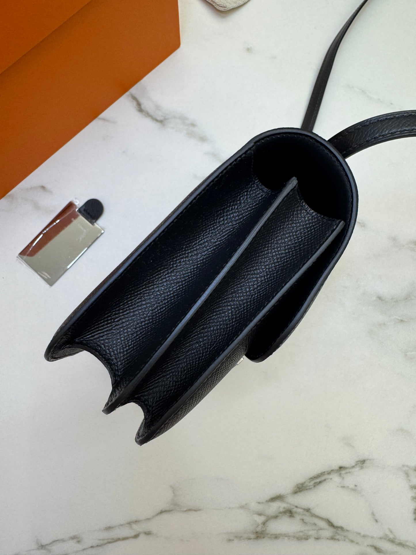 HERMES Mini Constance 新版 附鏡子 黑銀 Epsom PHW