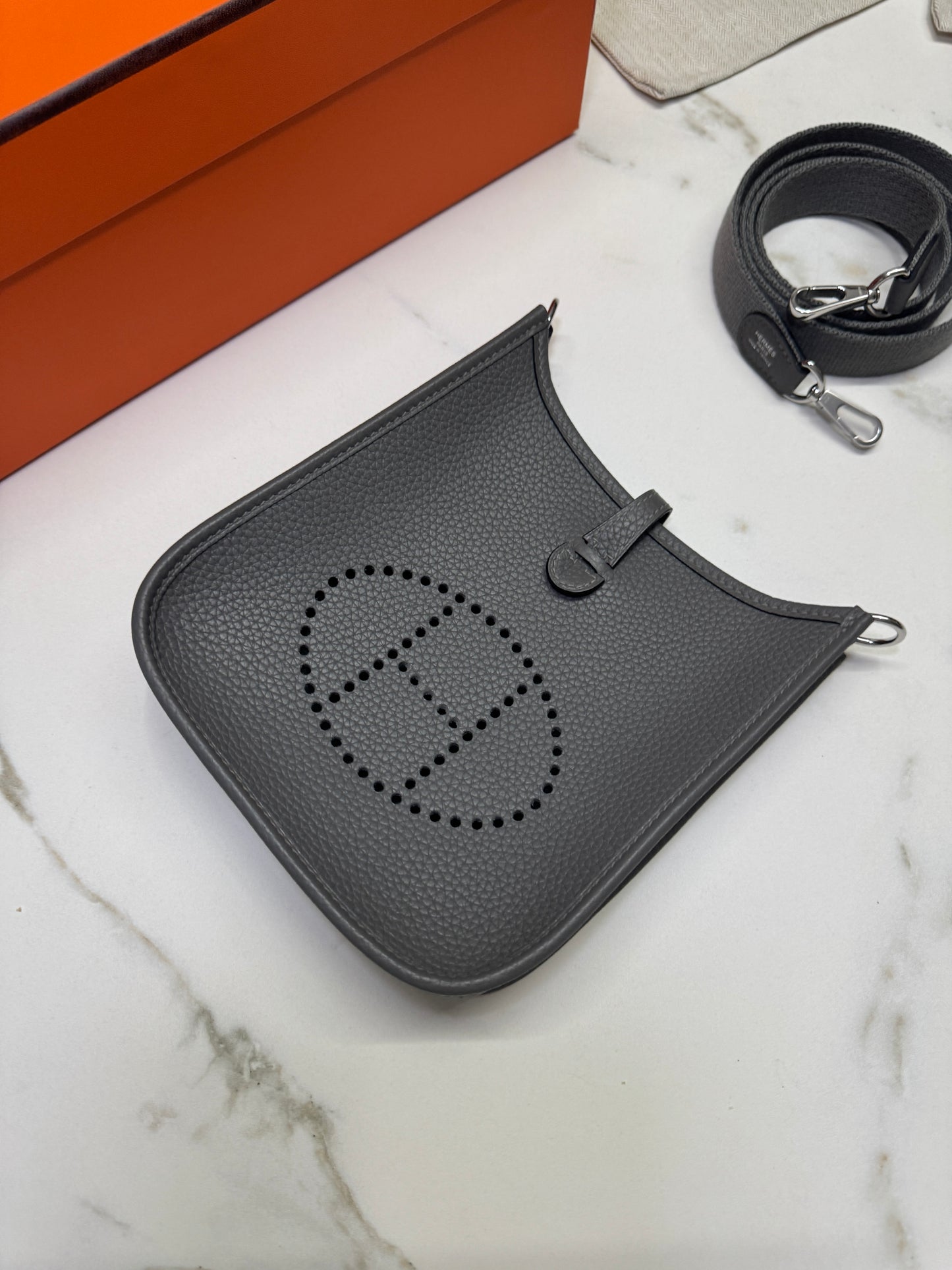 HERMES Mini Evelyn 積雨雲灰 0L Gris Meyer TC 銀扣PHW