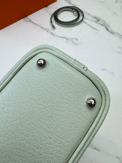 HERMES Mini Bolide 氣泡綠 山羊皮 銀扣 Mysore Vert Fizz PHW