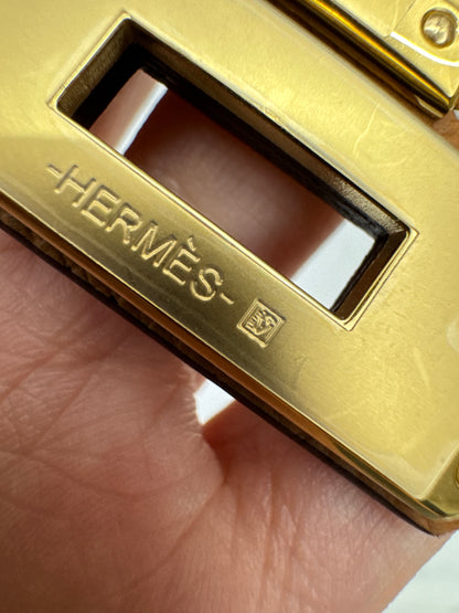 HERMES Kelly 皮帶 金棕金扣 【手縫版】