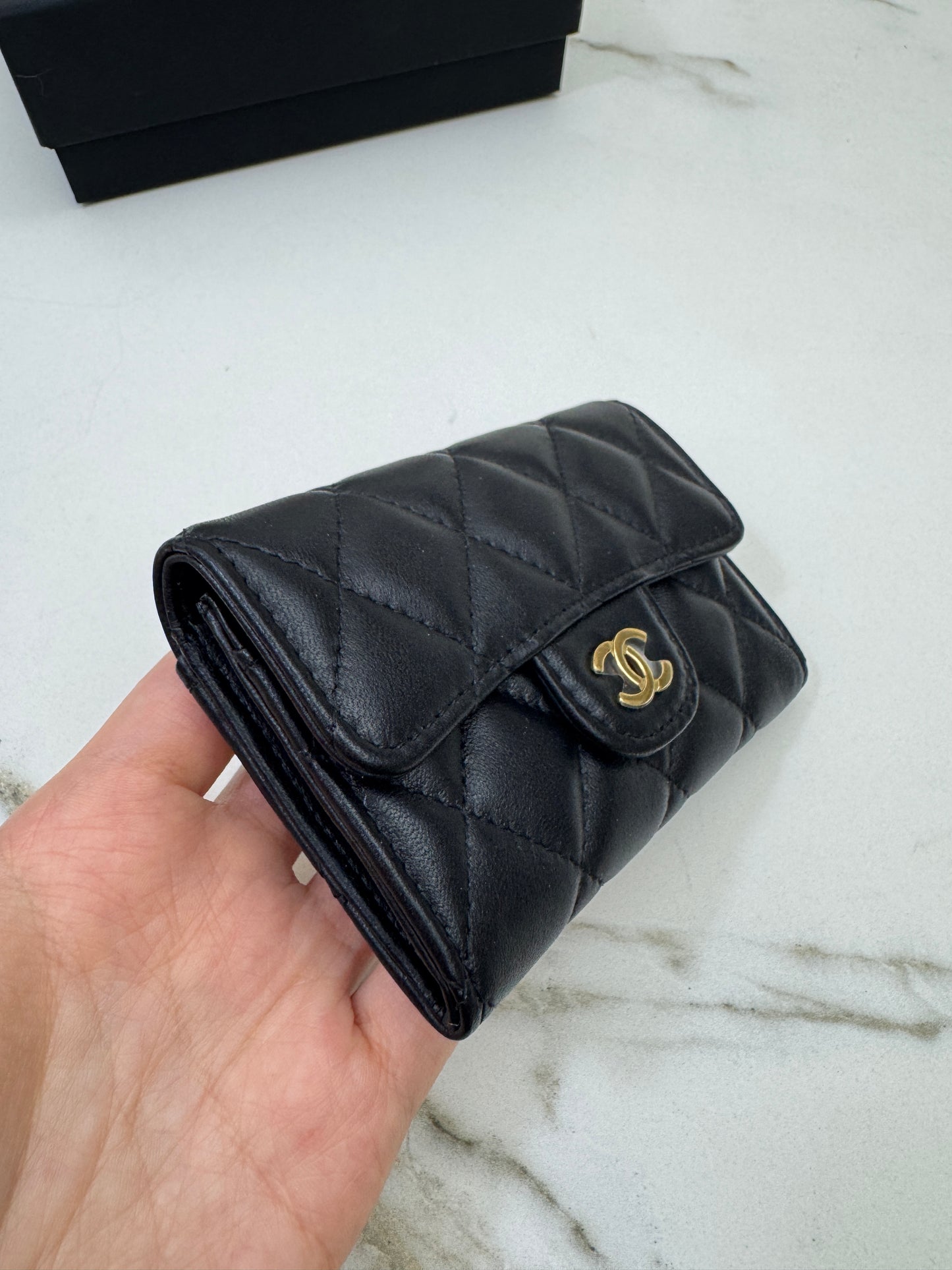 CHANEL CF Cardholder 羊皮黑金