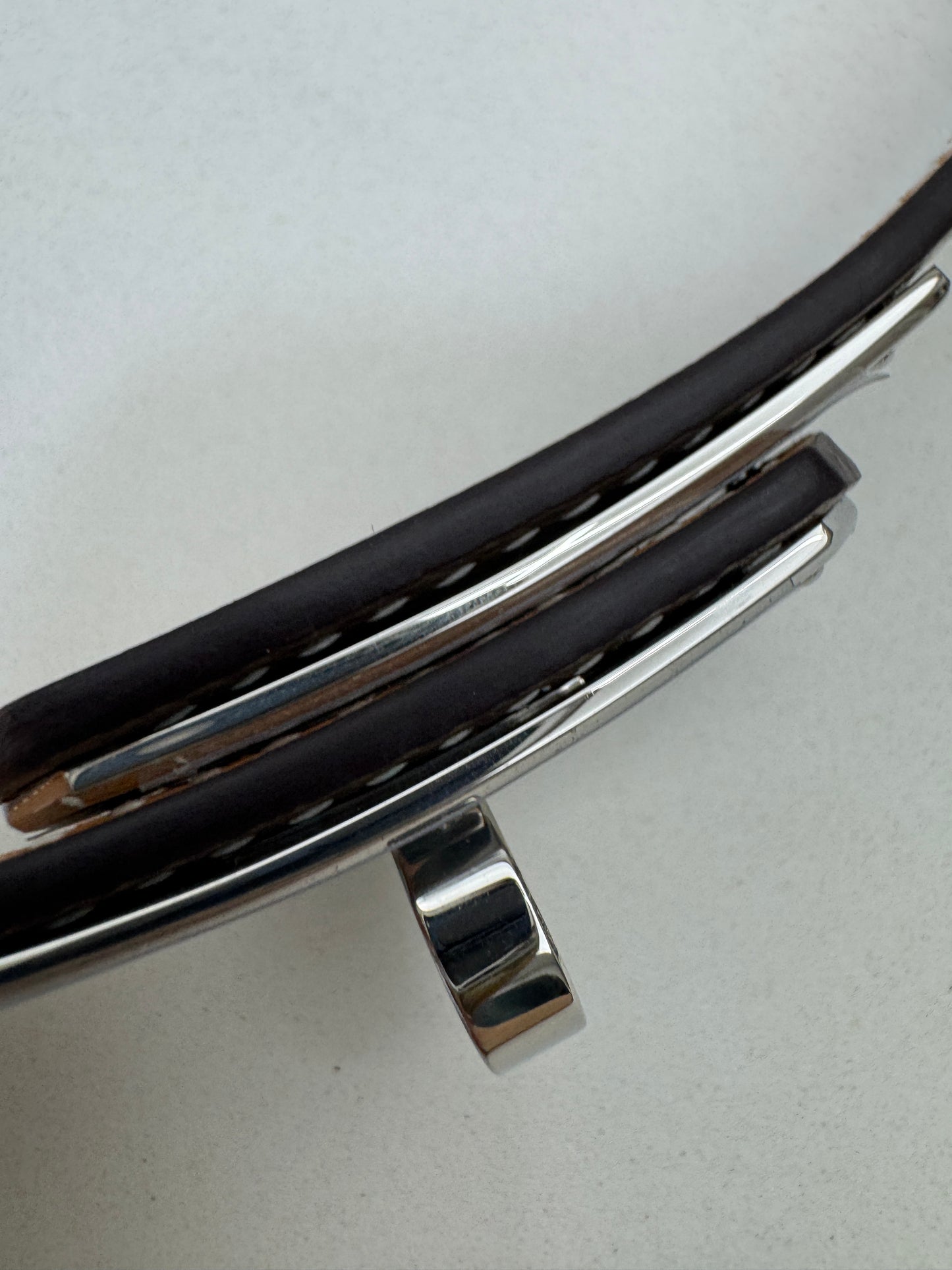 HERMES Kelly Belt 大象灰銀扣（手縫蠟線）
