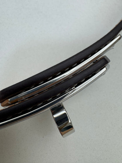 HERMES Kelly Belt 大象灰銀扣（手縫蠟線）