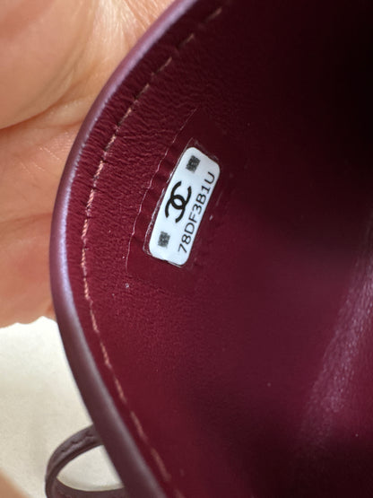 CHANEL 26X 信封卡包包掛 酒紅