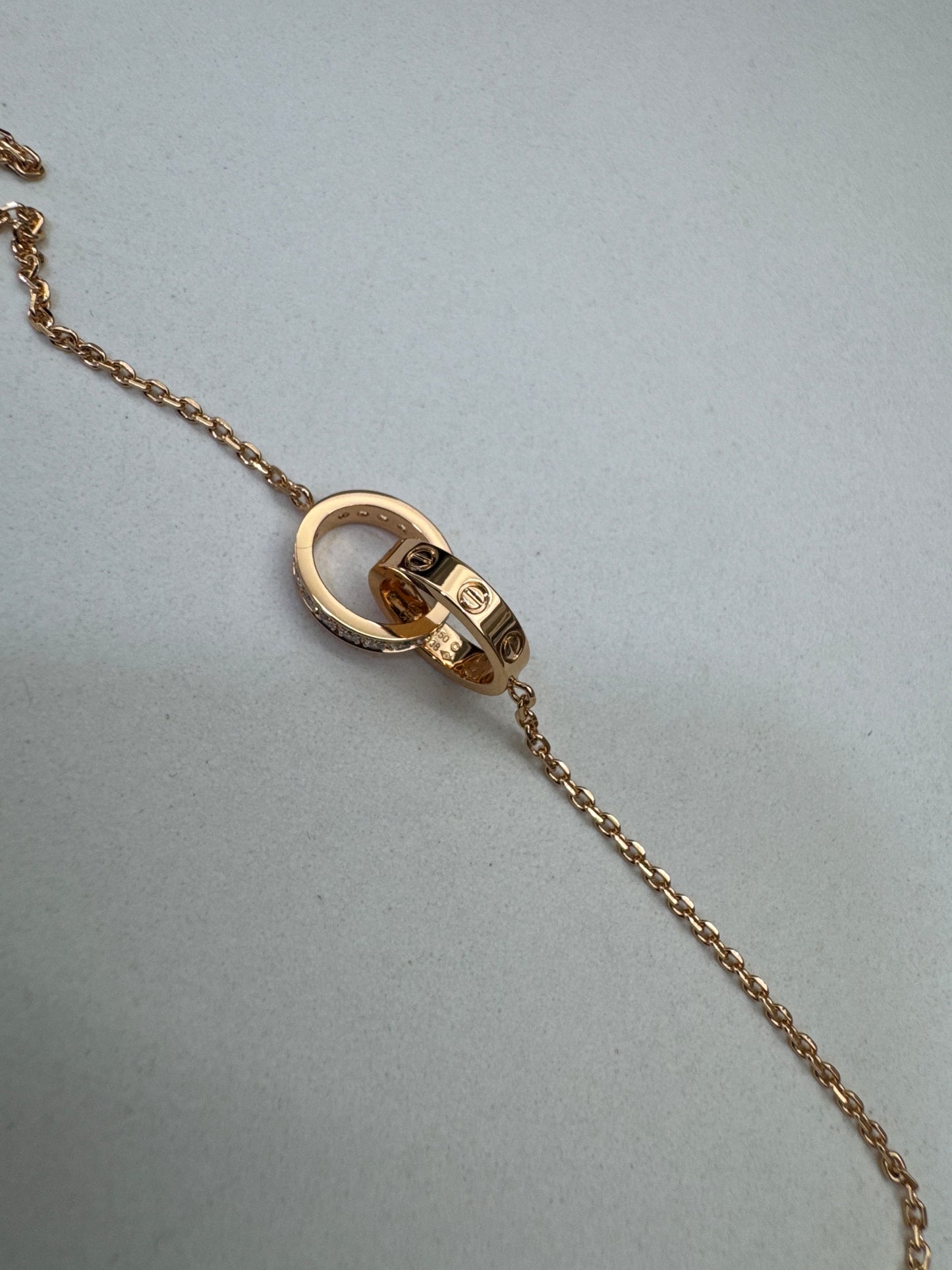 CARTIER Love 雙環項鏈 玫瑰金