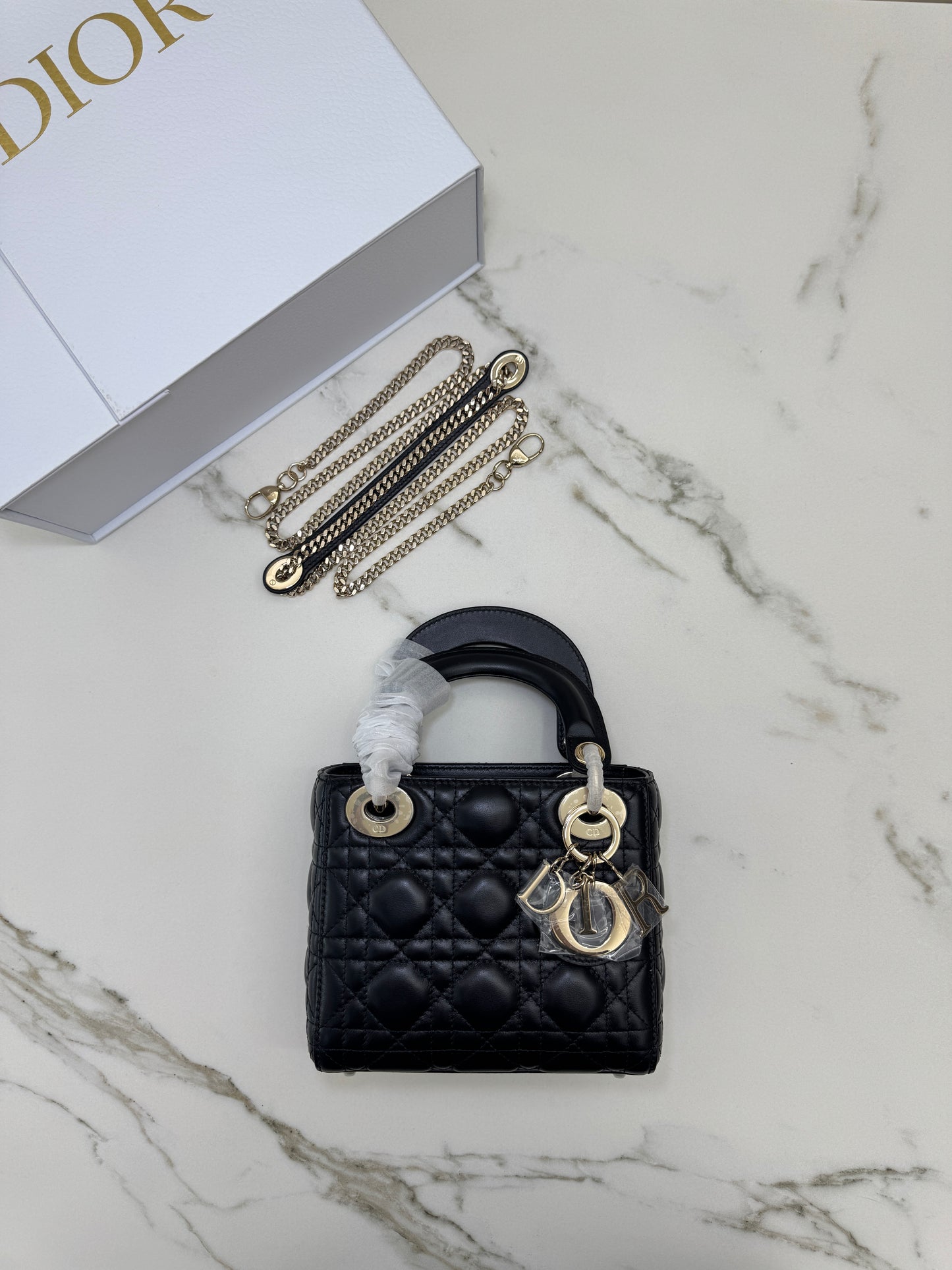 DIOR Mini Lady Dior 黑色羊皮