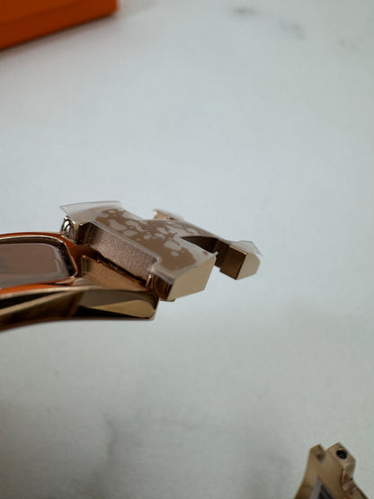 HERMES Clic H Bracelet 奶茶灰玫瑰金扣 Marron Glace Rose Gold