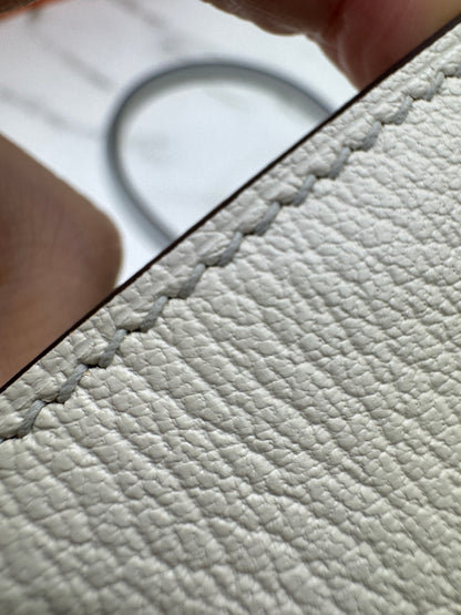 HERMES Birkin 30 SO 珍珠灰拼奶昔白山羊皮 拉絲銀扣 Chevre Mysore Gris Pearl x Craie