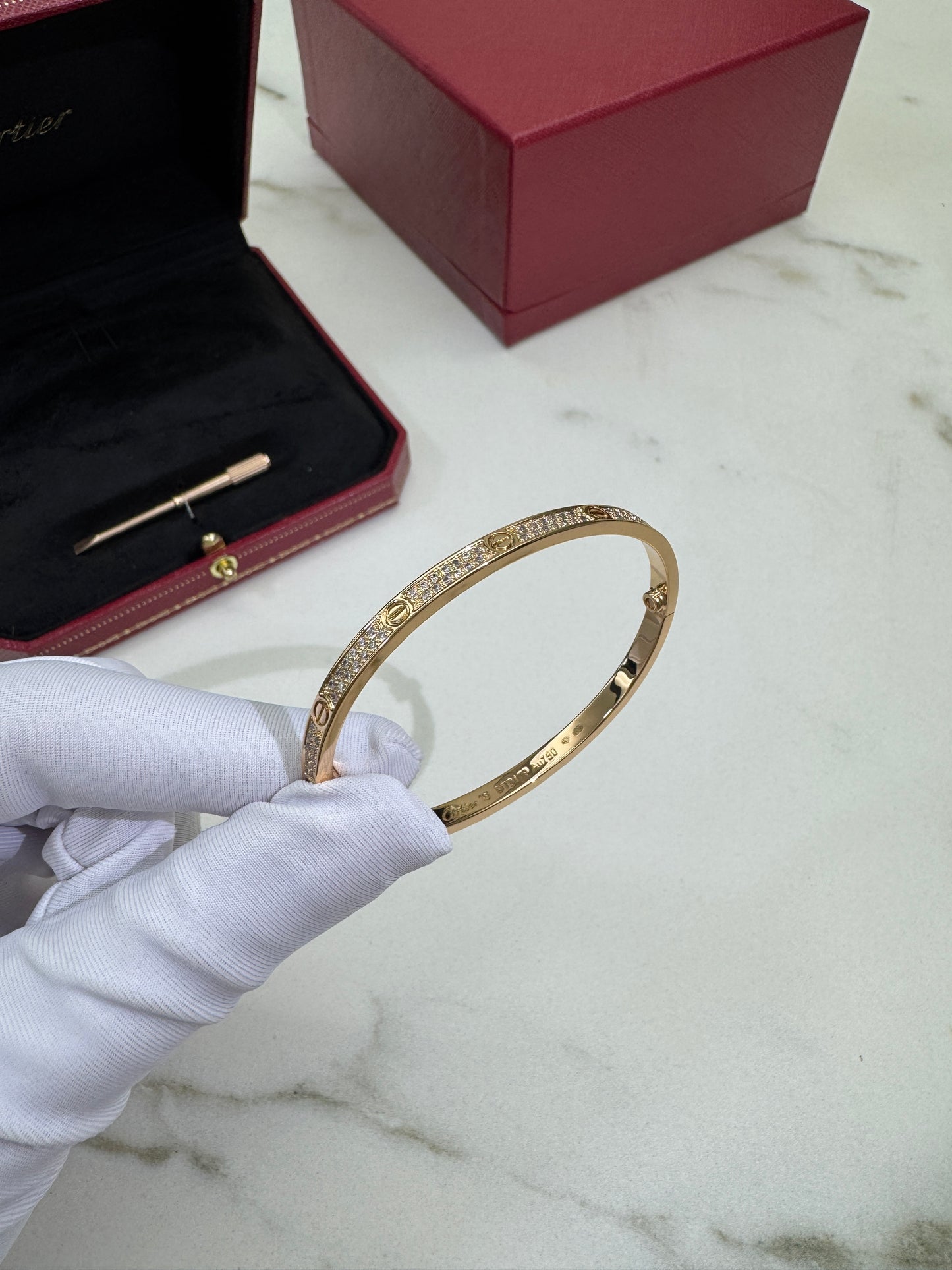 CARTIER Love Bracelet 窄版滿天星 玫瑰金