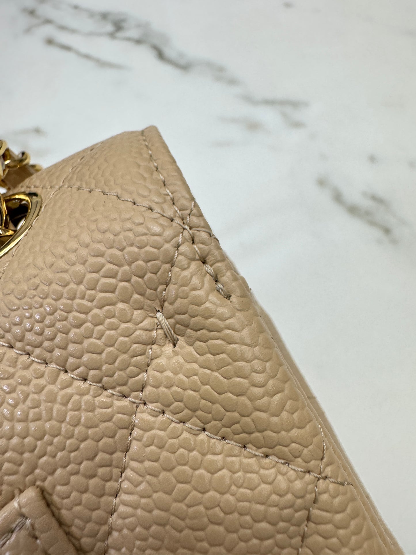 CHANEL CF23 Small 米杏色牛皮金扣 Beige Caviar Calfskin GHW