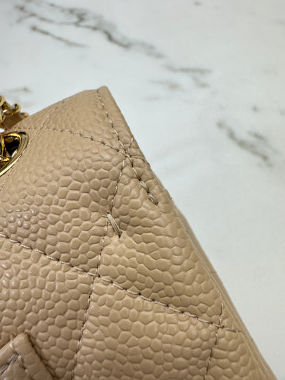 CHANEL CF23 Small 米杏色牛皮金扣 Beige Caviar Calfskin GHW