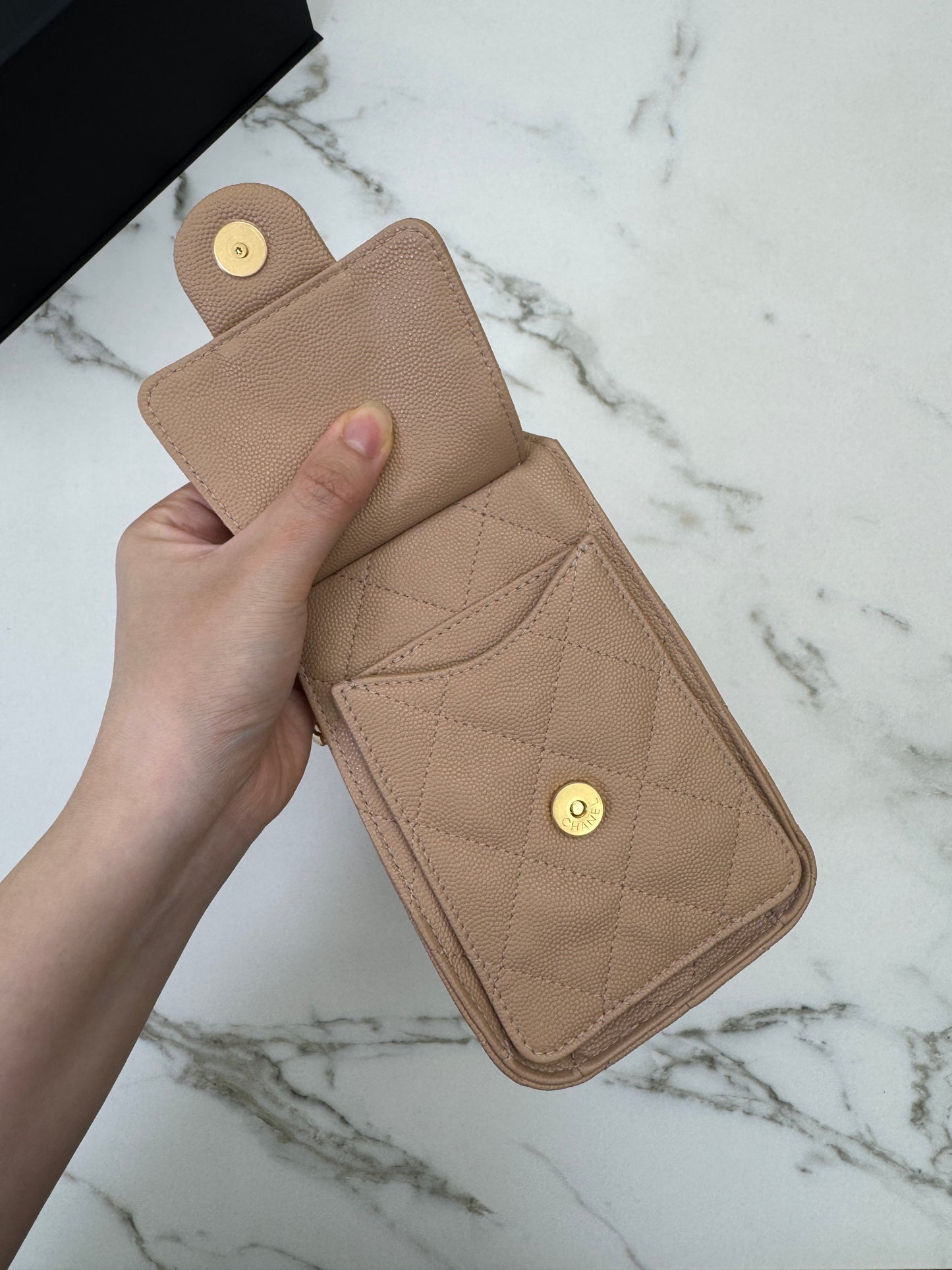 CHANEL Mini 25Bag 奶茶杏荔枝皮 Caviar Calfskin