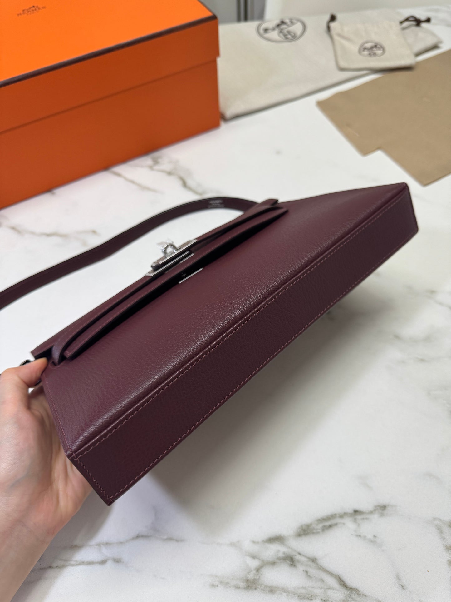 HERMES Kelly Elan 山羊皮 愛馬仕紅 Rough H PHW