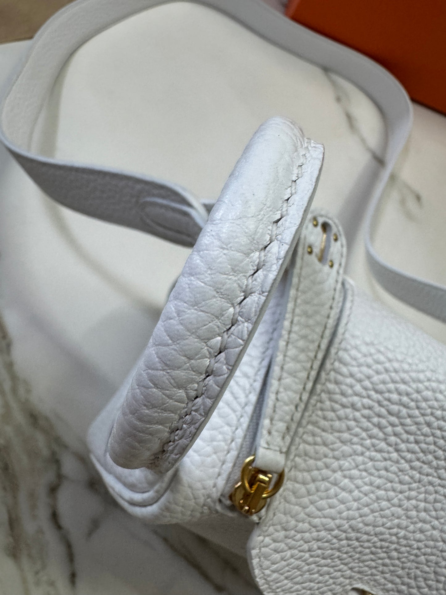 HERMES Mini Lindy II 純白色TC 金扣 GHW