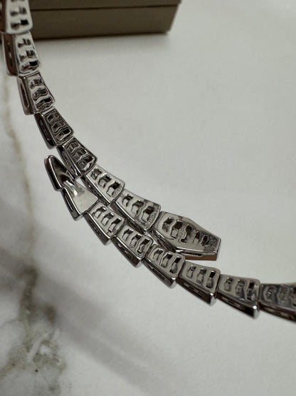 BVLGARI Serpenti 滿鑽手鐲 白金色