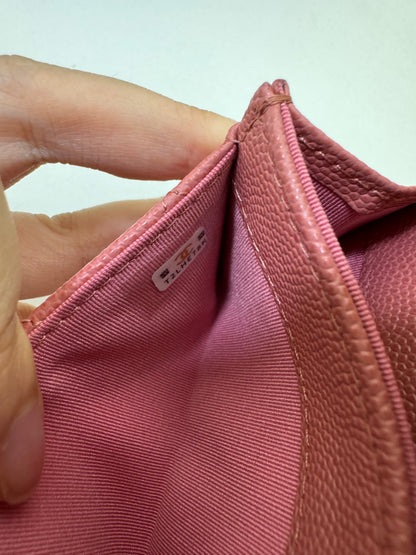 CHANEL CF Cardholder 珊瑚粉 牛皮