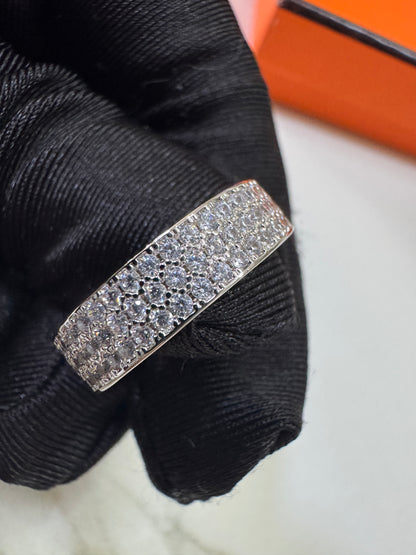 HERMES Kelly 滿鑽戒指 白金色