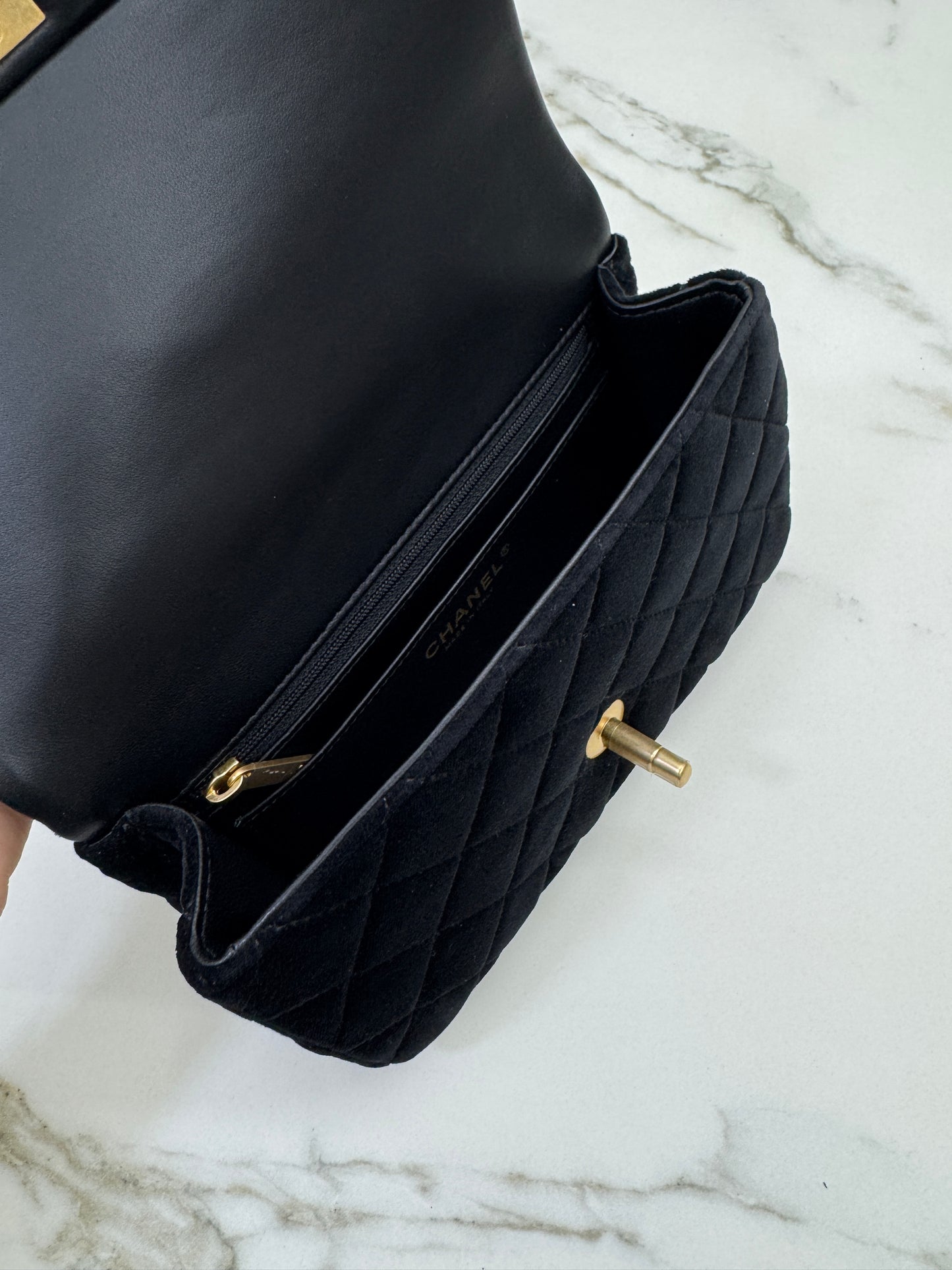 CHANEL 25K 蝴蝶結絲絨 Mini CF Top Handle