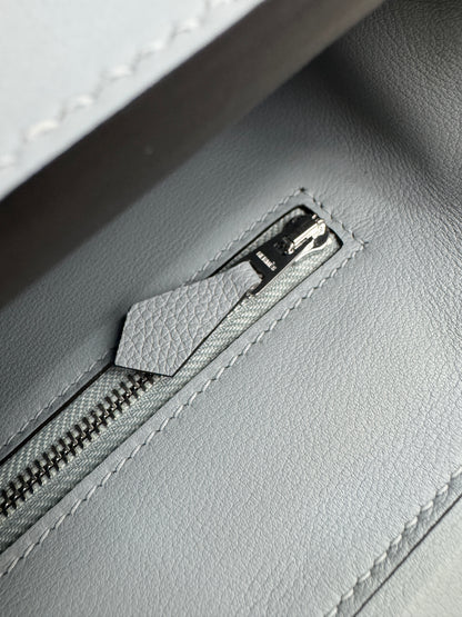 HERMES Mini 2424 木偶灰銀扣 Evercolor Gris Platin PHW